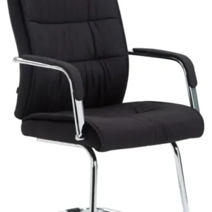 Fauteuil de bureau visiteur avec accoudoirs ergonomique en tissu noir structure en métal chromé 10_0007775