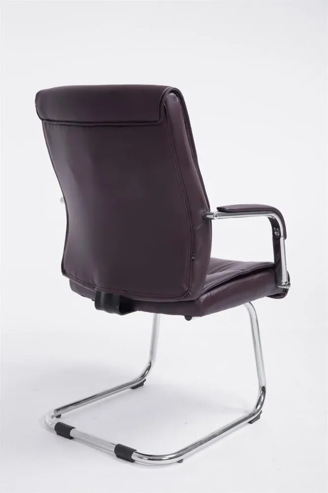Fauteuil de bureau visiteur avec accoudoirs ergonomique en similicuir marron structure en métal chromé 10_0007750