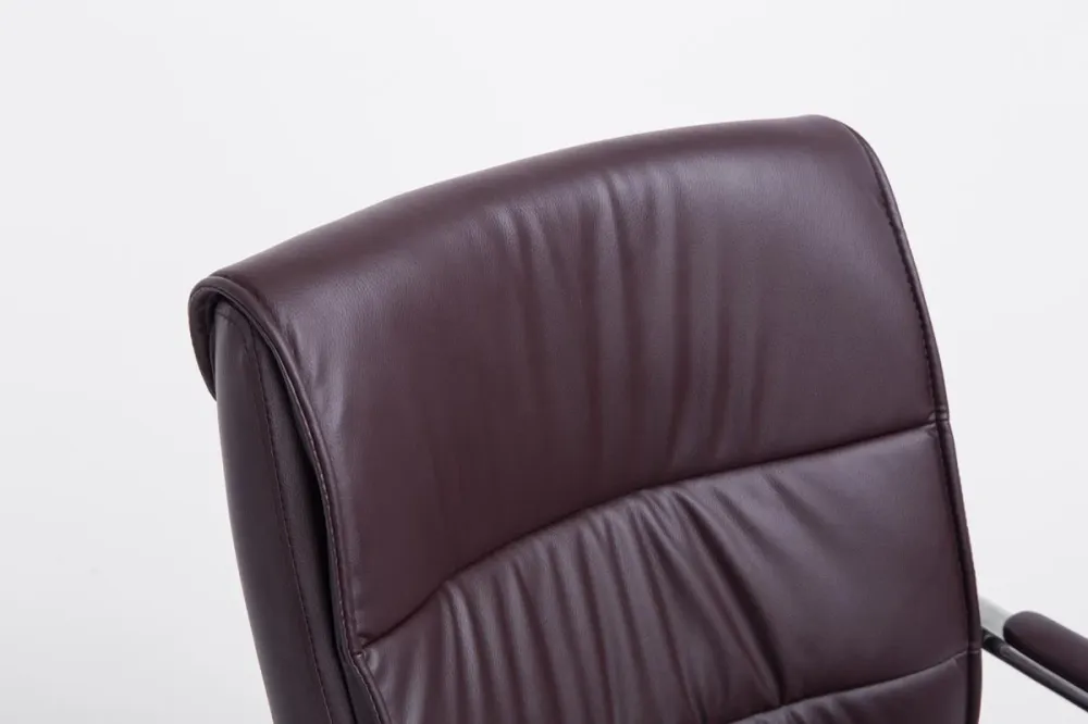 Fauteuil de bureau visiteur avec accoudoirs ergonomique en similicuir marron structure en métal chromé 10_0007750