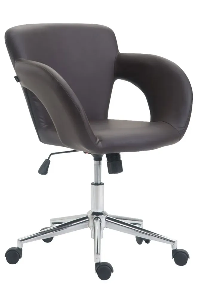 Fauteuil chaise de bureau en synthétique marron avec accoudoirs hauteur réglable BUR10344