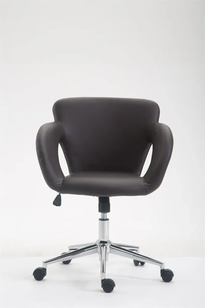 Fauteuil chaise de bureau en synthétique marron avec accoudoirs hauteur réglable BUR10344