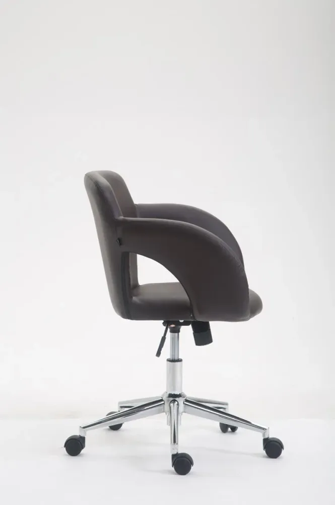 Fauteuil chaise de bureau en synthétique marron avec accoudoirs hauteur réglable BUR10344