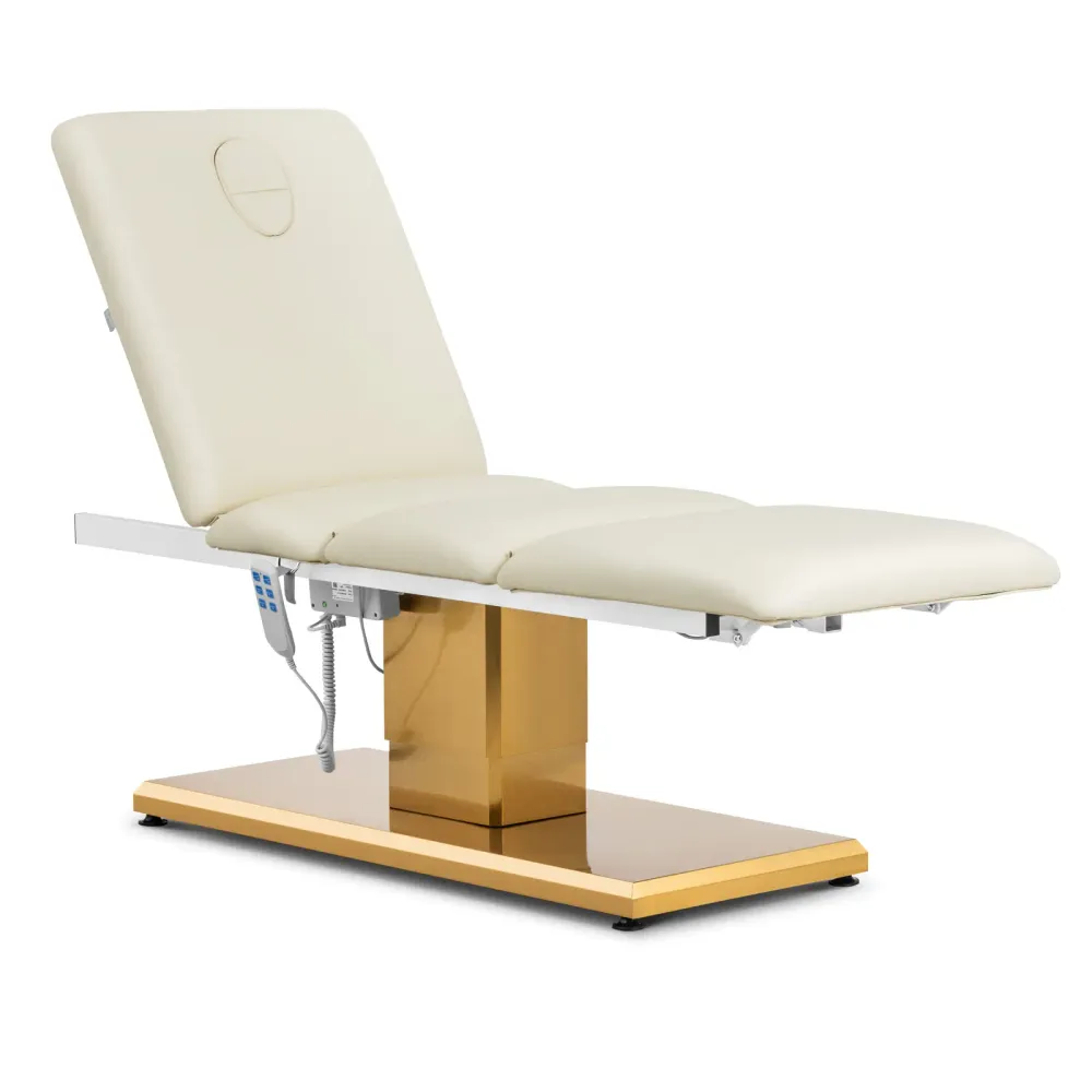 Fauteuil esthétique 300 watts 150 kg crème doré 14_0008997 avec compartiments intégrés