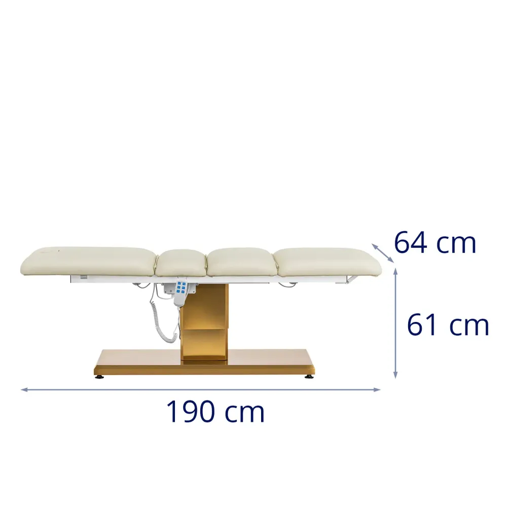 Fauteuil esthétique 300 watts 150 kg crème doré 14_0008997 avec compartiments intégrés