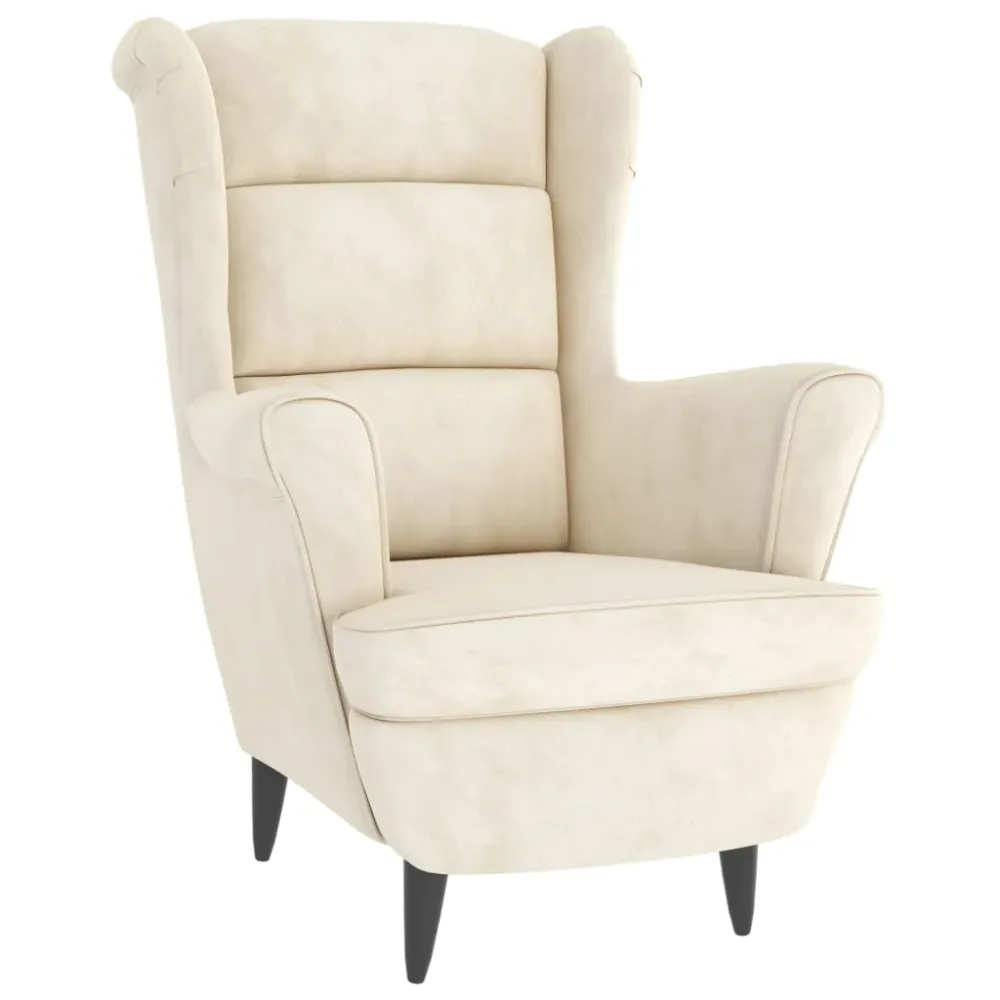 Fauteuil lounge fauteuil de salon chambre avec accoudoirs design actuel en velours crème blanc DEC026853