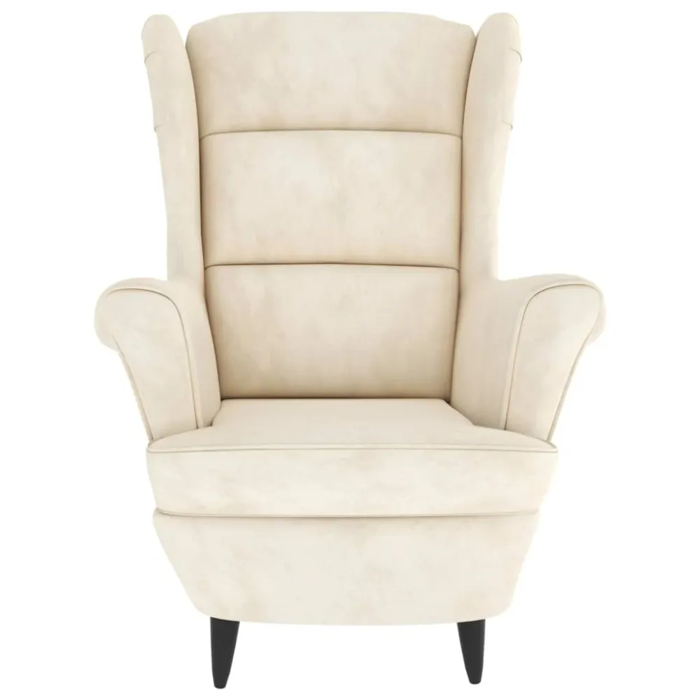 Fauteuil lounge fauteuil de salon chambre avec accoudoirs design actuel en velours crème blanc DEC026853