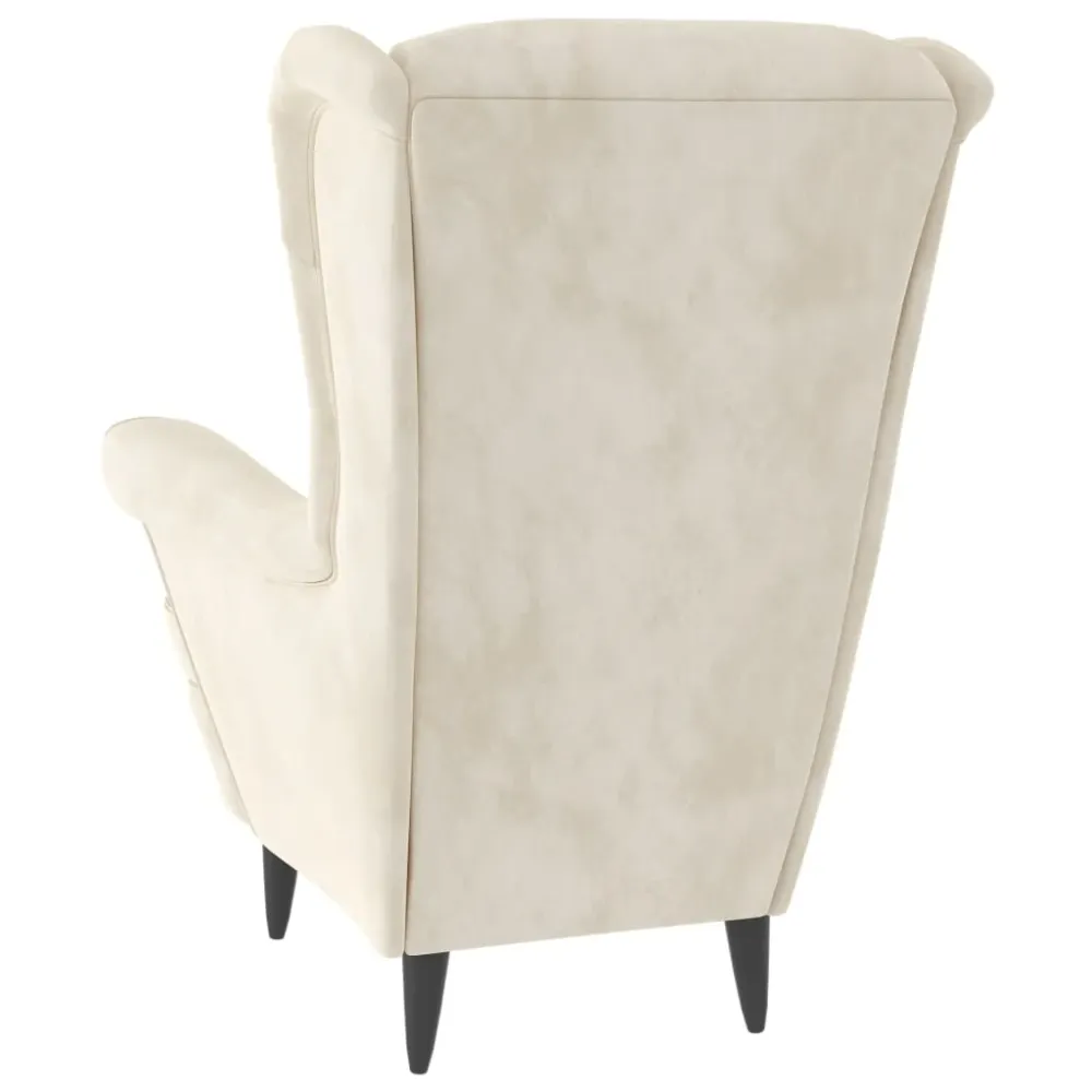 Fauteuil lounge fauteuil de salon chambre avec accoudoirs design actuel en velours crème blanc DEC026853
