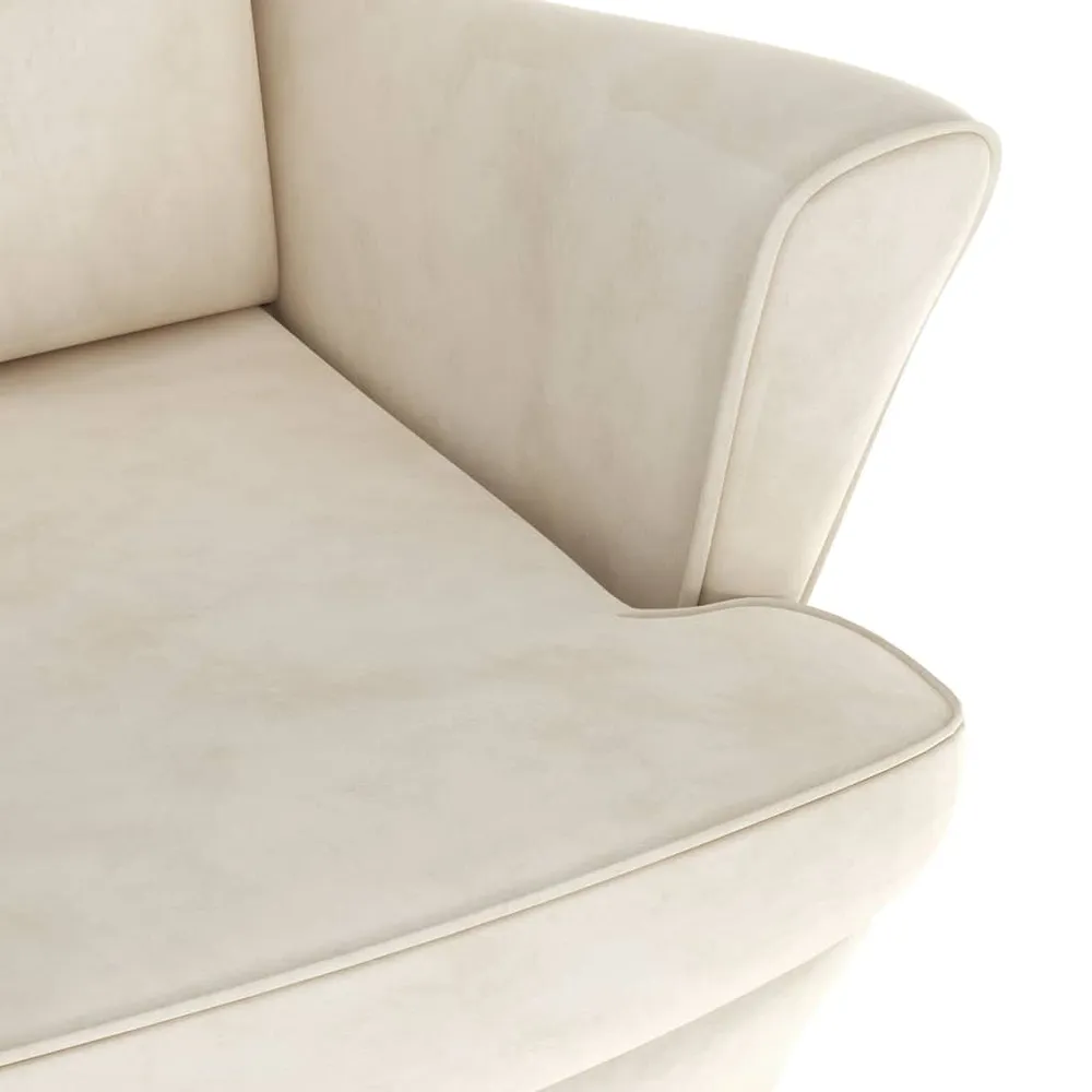 Fauteuil lounge fauteuil de salon chambre avec accoudoirs design actuel en velours crème blanc DEC026853