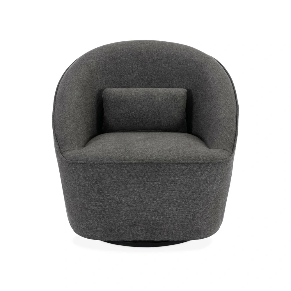 Fauteuil pivotant 360° en tissu gris profond avec coussin. Lana l 80 x p 73 x h77cm