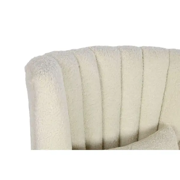 Fauteuil Traditionnel à Accoudoirs Boucles Crème et Bois