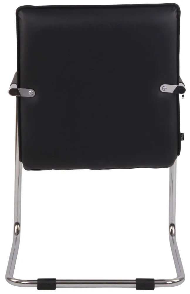 Lot de 2 fauteuils de bureau visiteur accoudoirs conférence en VINYLE noir piètement luge en métal chromé 10_0003116