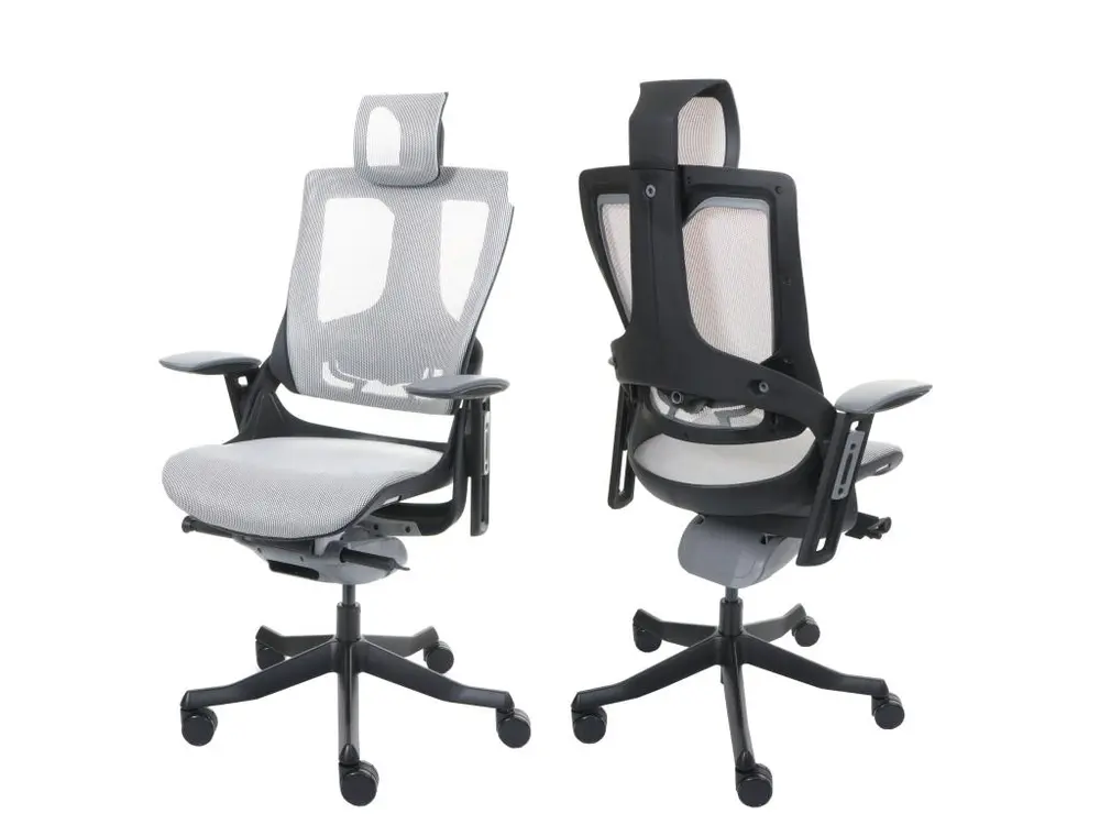 Protection de bord Chaise de bureau MERRYFAIR Adelaide, blanc-gris, piétement noir