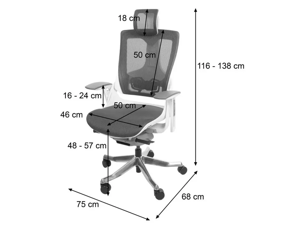 Protection de bord Chaise de bureau MERRYFAIR Adelaide, blanc-gris, piétement noir