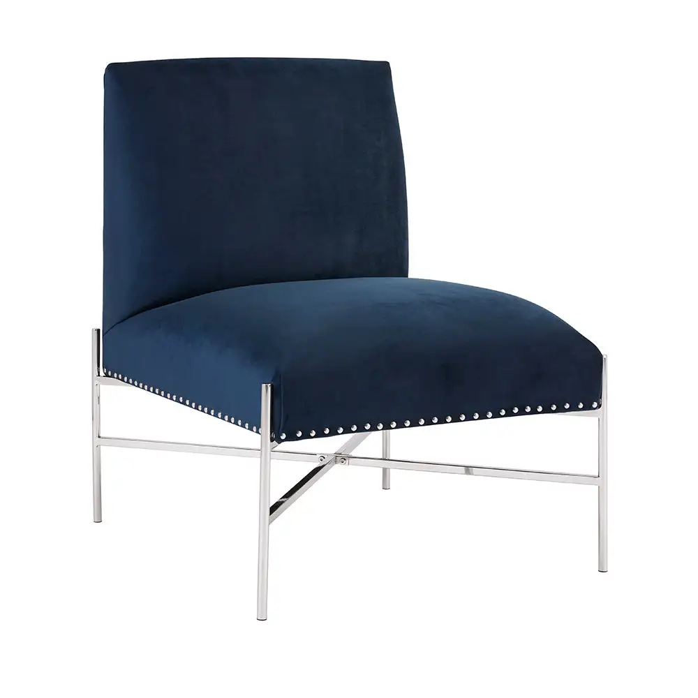 Équipement de Bureau Ergonomique Fauteuil D'Appoint Barrymore : Velours Bleu