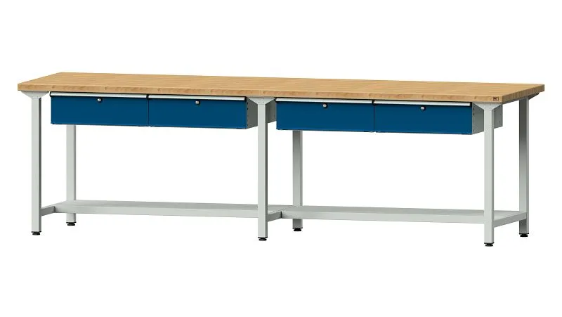 Bancs de travail ANKE table de travail exemple 195 2800 x 800 x 840 mm RAL 7035/5010 BMP 40 mm 401.480 choisir à bas prix