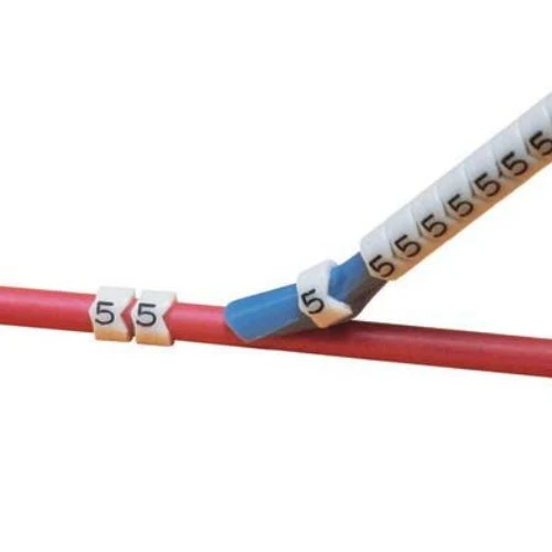 Clip On Pre Printed Non Adhesive Wire Marker Blanc pur Black PCA23-T