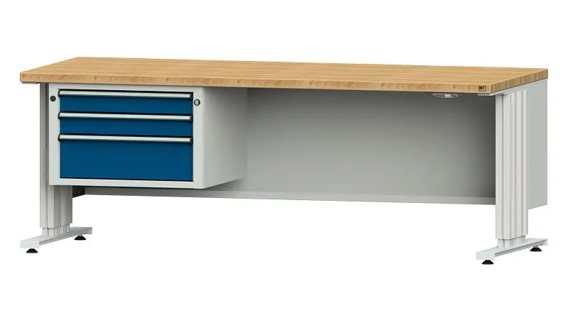 Établis ANKE table de travail LIFT avec sous-structure exemple 623 VL 2000 x 800 x 740-1140 mm RAL 7035/5010 BMP 40 mm 405...
