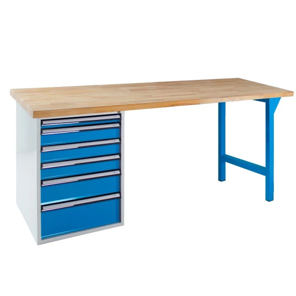 Etabli ADB avec 6 tiroirs H 850 x P 750x L 2000 mm RAL 5012 42714 se fournir à bas prix résistant à l'eau