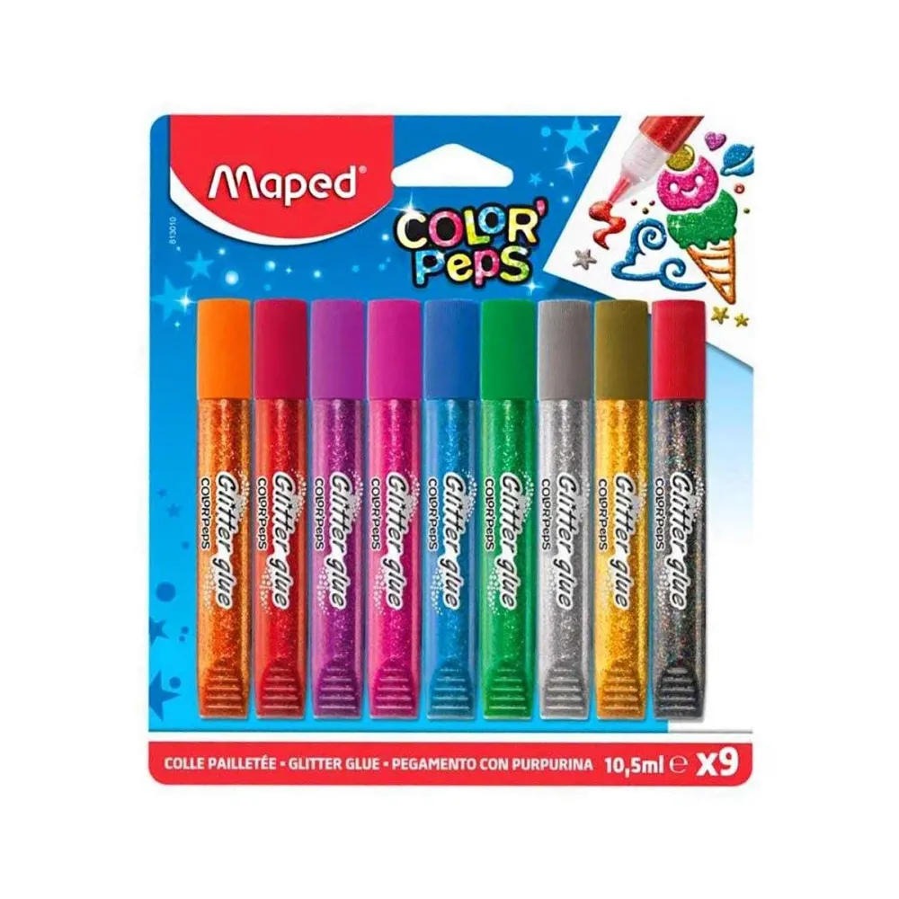 Ruban adhésif de packaging Maped Color'peps set de 9 colles pailletes en Blister chez Alpha55 … – Style, confort et durabi...