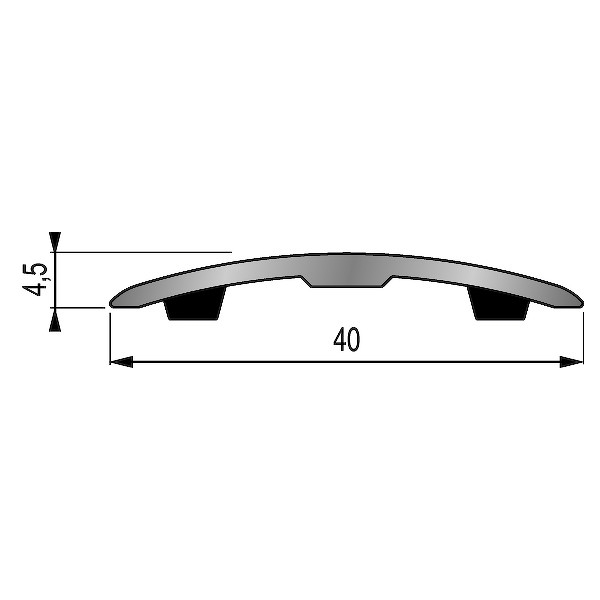 Seuil plat Aluminium anodisé adhésif naturel - Largeur : 40 mm - Longueur : 2,7 mm - DINAC