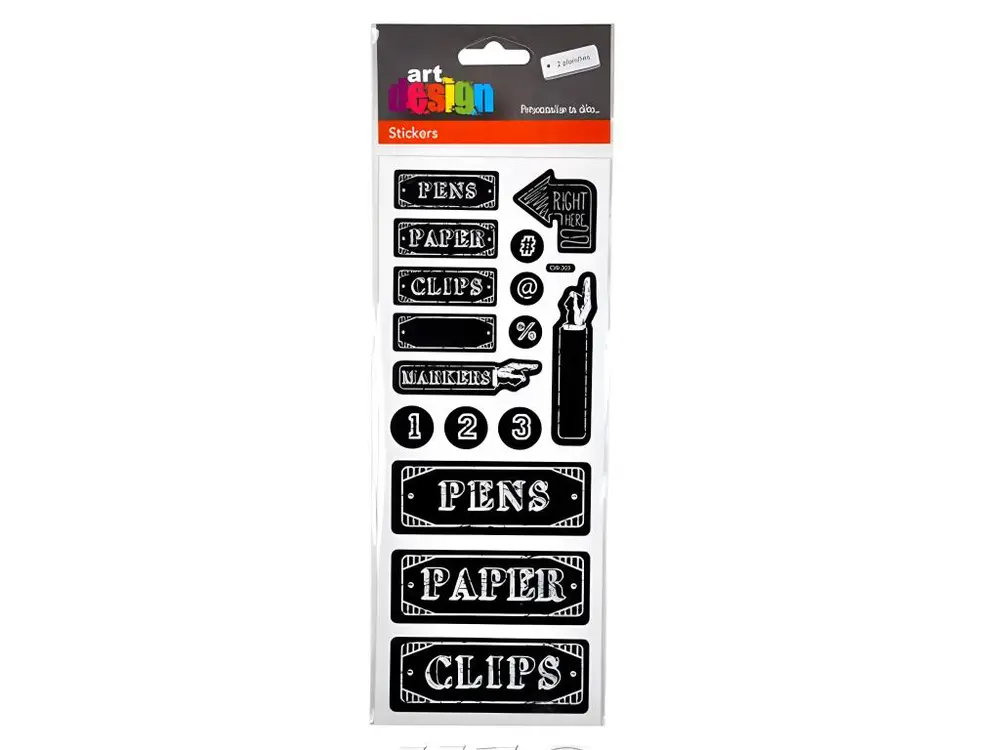 Stickers Ardoise "Bureau" 10x25cm Noir colle repositionnable