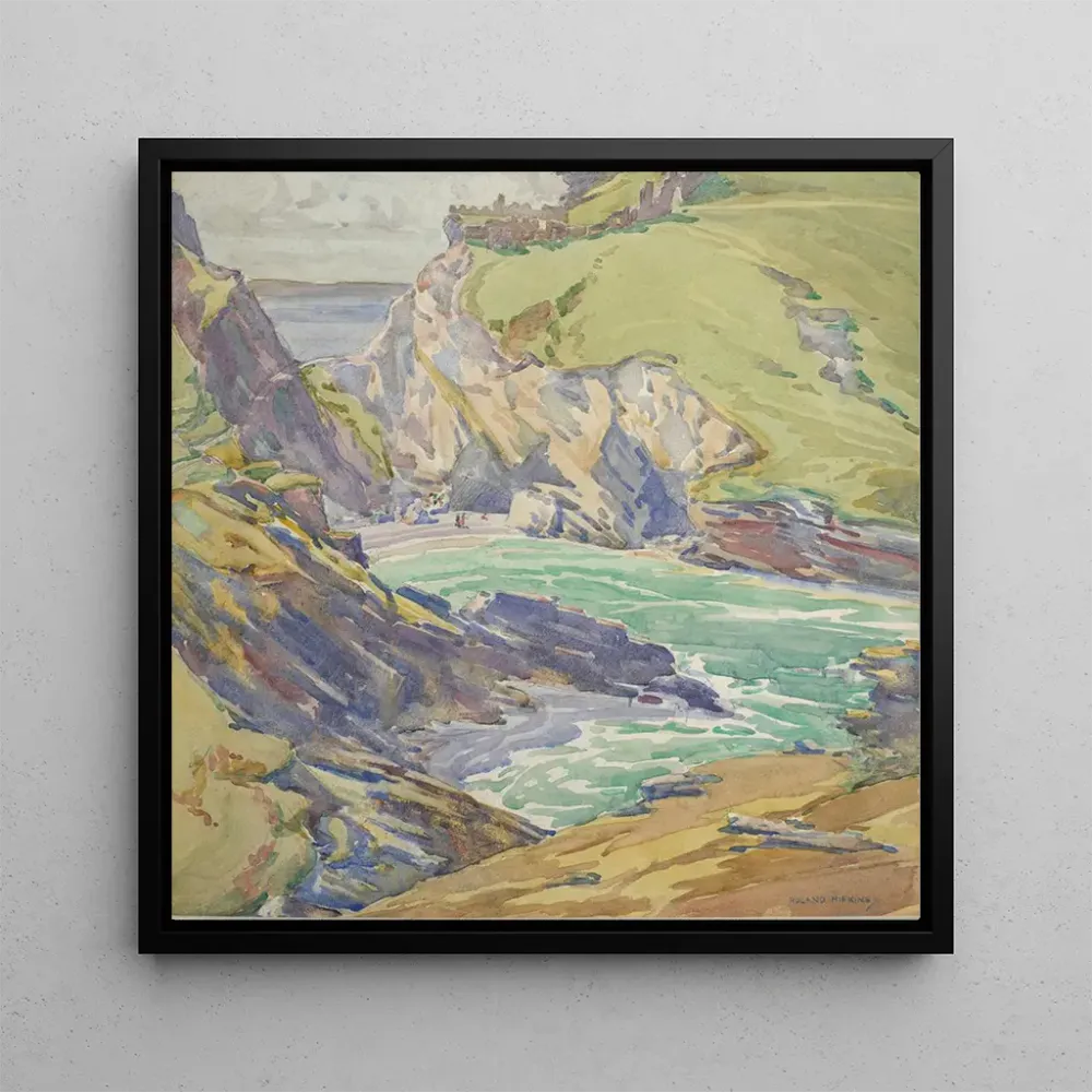 Tableau Tintagel Haven sans titre avec les ruines du château de Tintagel en Cornouailles - Roland Hipkins | Reproduction