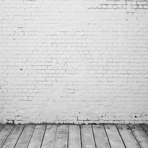 Blanc vieux mur de briques blanches avec fond de photo de plancher en bois GC-50 - 17 x 22 cm