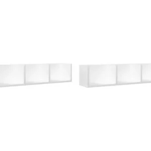 Calendrier perpétuel Armoires murales 2 pcs blanc 75x18x16,5 bois d'ingénierie