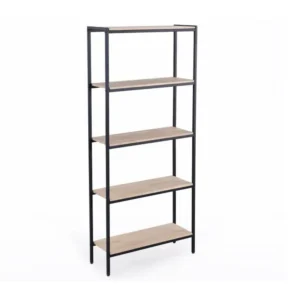 Calendrier perpétuel Étagère haute en bois de chêne nordique avec pieds en métal noir - Longueur 80 x Profondeur 28 x Haut...