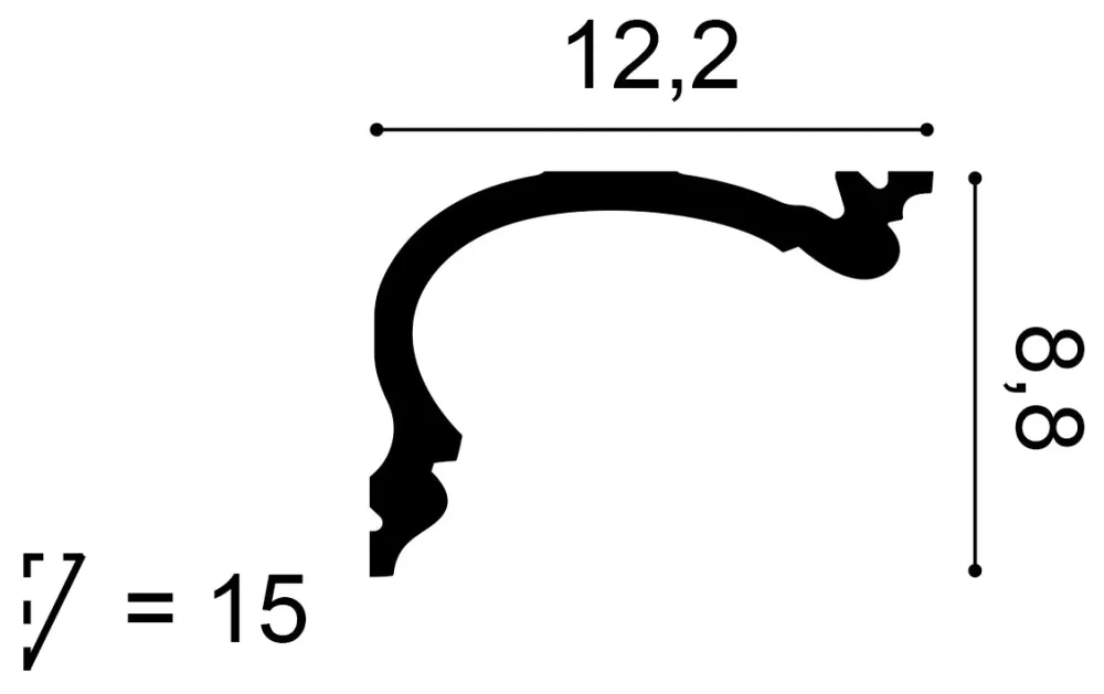 Flexible Stuckleiste C341F weiß | 122 x 88 x 2000 mm