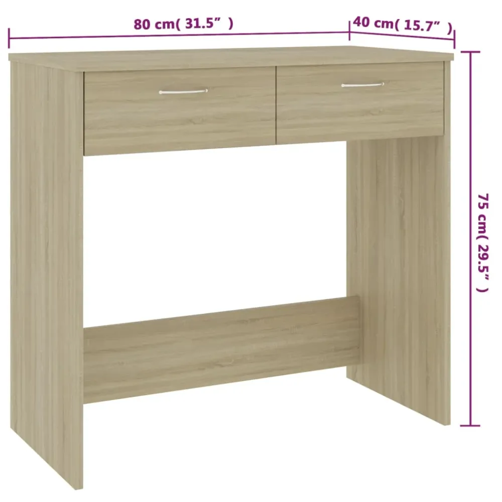 Bloc-notes mural Bureau table poste de travail meuble d'ordinateur informatique étude chêne sonoma 80 x 40 x 75 cm Agglomé...