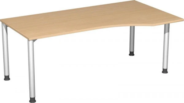 Bureau PC geramöbel droit réglable en hauteur 1800x1000x680-800 hêtre/argent S-555305-BS acquérir à bas prix