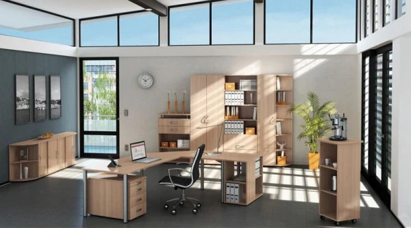Bureau PC geramöbel droit réglable en hauteur 1800x1000x680-800 hêtre/argent S-555305-BS acquérir à bas prix