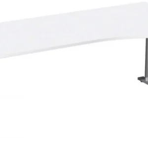 Bureau PC geramöbel droit réglable en hauteur couvre-pied en C en option 2000x1000x680-820 blanc/argent N-647313-WS magasi...