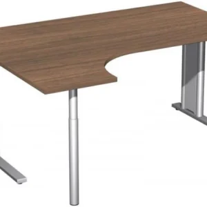 Bureau PC geramöbel gauche rigide panneau en C en option 1600x1200x720 noyer/argent N-648308-NS se procurer à bas prix