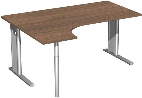 Bureau PC geramöbel gauche rigide panneau en C en option 1600x1200x720 noyer/argent N-648308-NS se procurer à bas prix