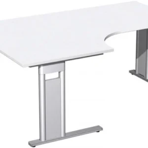 Bureau PC geramöbel gauche rigide panneau pied C en option 1800x1200x720 blanc/argent N-648310-WS prendre à bas prix