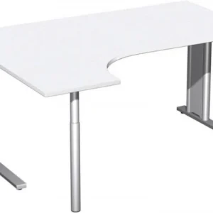 Bureau PC geramöbel gauche rigide panneau pied C en option 1600x1200x720 blanc/argent N-648308-WS acquérir à bas prix