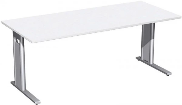 bureau geramöbel réglable en hauteur panneau de pied C en option 1800x800x680-820 blanc/argent N-647146-WS choisir à bas prix
