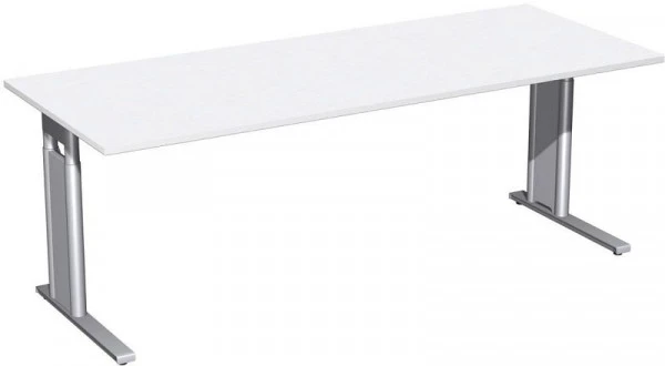 bureau geramöbel réglable en hauteur panneau de pied C en option 2000x800x680-820 blanc/argent N-647147-WS obtenir à bas prix