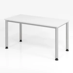 Bureau Hammerbacher HS614 140 x 67 cm plateau : blanc épaisseur 25 mm chant ABS 2 mm forme rectangulaire VHS614/W/S obteni...