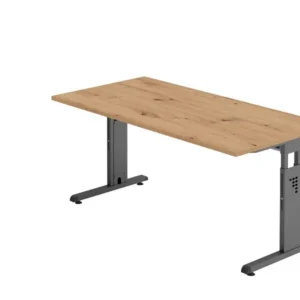 Bureau Hammerbacher OS16 160 x 80 cm plateau : chêne noueux épaisseur 25 mm chant ABS 2 mm forme rectangulaire graphite VO...