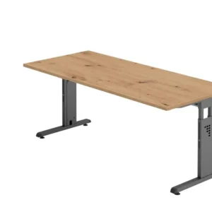 Bureau Hammerbacher OS19 180 x 80 cm plateau : chêne noueux épaisseur 25 mm chant ABS 2 mm forme rectangulaire graphite VO...
