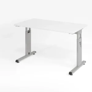 Bureau Hammerbacher OS612 120 x 67 cm plateau : blanc épaisseur 25 mm chant ABS 2 mm forme rectangulaire argent VOS612/W/S...