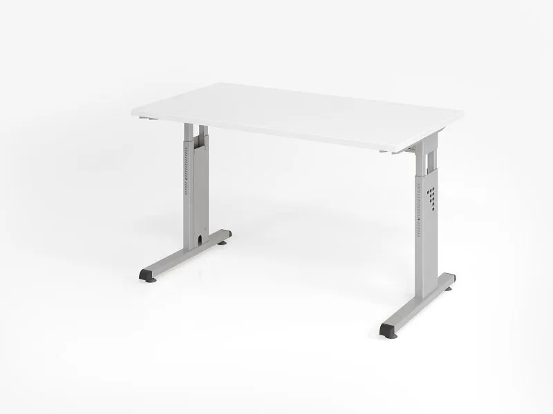 Bureau Hammerbacher OS612 120 x 67 cm plateau : blanc épaisseur 25 mm chant ABS 2 mm forme rectangulaire argent VOS612/W/S...