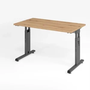 Bureau Hammerbacher OS612 120 x 67 cm plateau : chêne noueux épaisseur 25 mm chant ABS 2 mm forme rectangulaire graphite V...