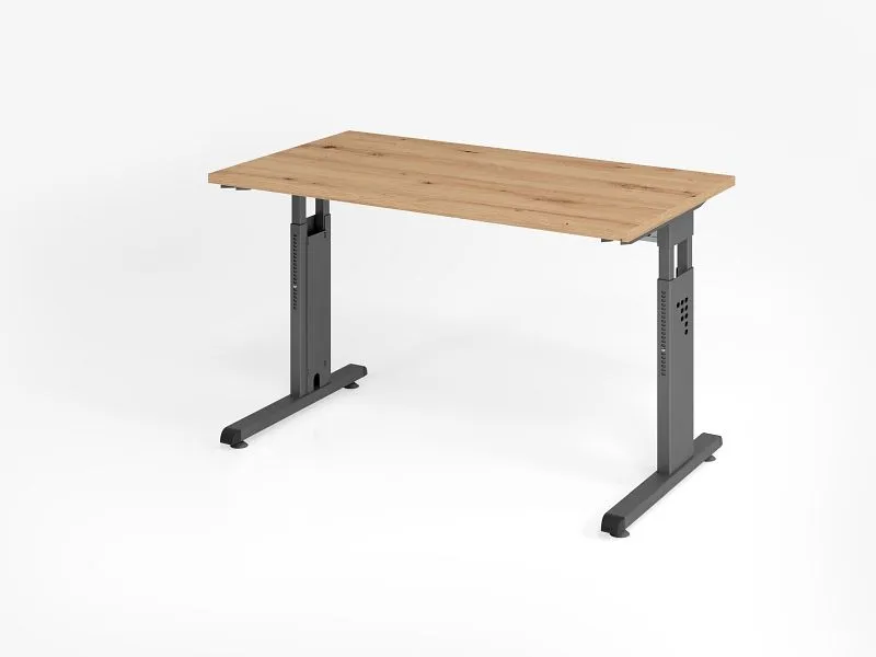 Bureau Hammerbacher OS612 120 x 67 cm plateau : chêne noueux épaisseur 25 mm chant ABS 2 mm forme rectangulaire graphite V...
