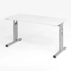 Bureau Hammerbacher OS614 140 x 67 cm plateau : blanc épaisseur 25 mm chant ABS 2 mm forme rectangulaire argent VOS614/W/S...