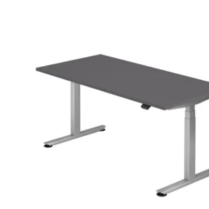 Bureau Hammerbacher VXDLB16 160 x 80 cm plateau : graphite épaisseur 25 mm chant ABS 2 mm forme rectangulaire pied en T ar...