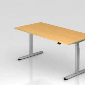 Bureau Hammerbacher VXDLB16 160 x 80 cm plateau : hêtre épaisseur 25 mm chant ABS 2 mm forme rectangulaire pied en T argen...